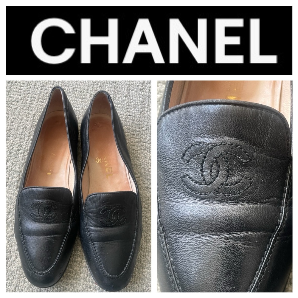 CHANEL Vintage Woman’s Black Lambskin Loafers